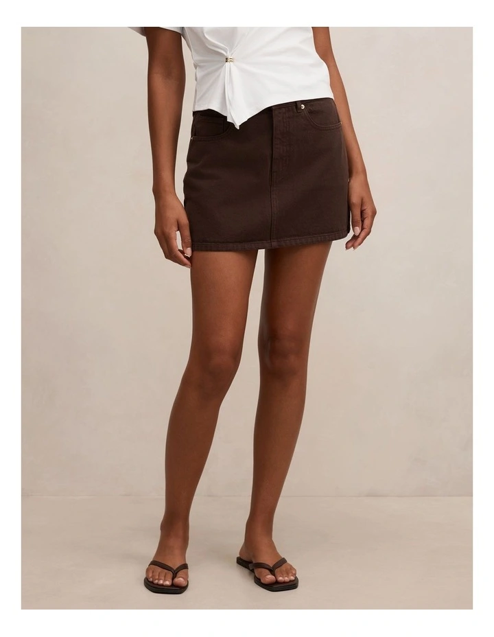 Zoe Denim Mini Skirt in Brown image 1
