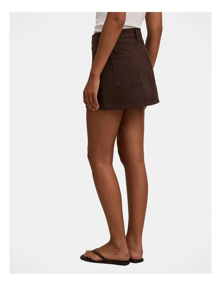 Zoe Denim Mini Skirt in Brown image 2