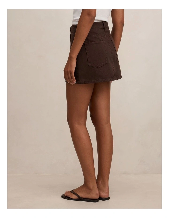 Zoe Denim Mini Skirt in Brown image 2
