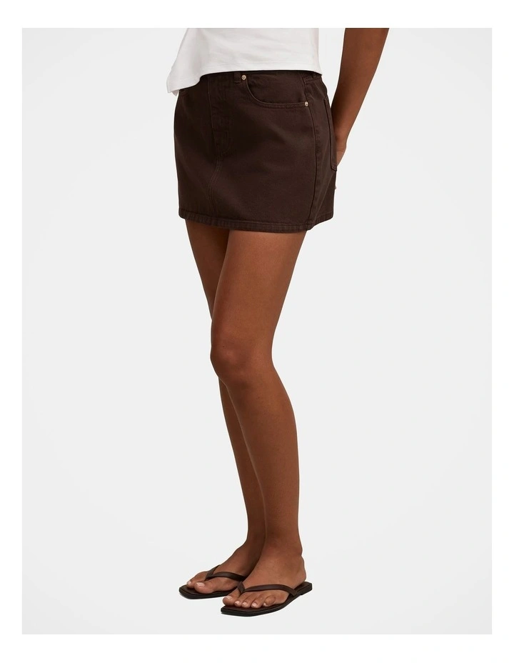 Zoe Denim Mini Skirt in Brown image 3
