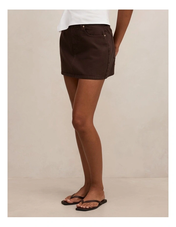 Zoe Denim Mini Skirt in Brown image 3