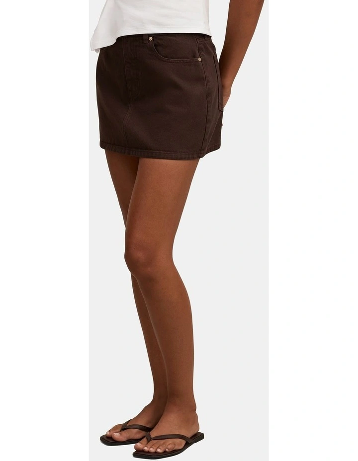 Zoe Denim Mini Skirt in Brown image 3