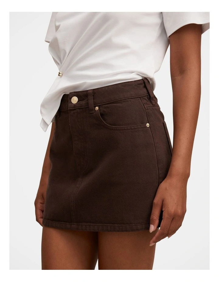 Zoe Denim Mini Skirt in Brown image 4