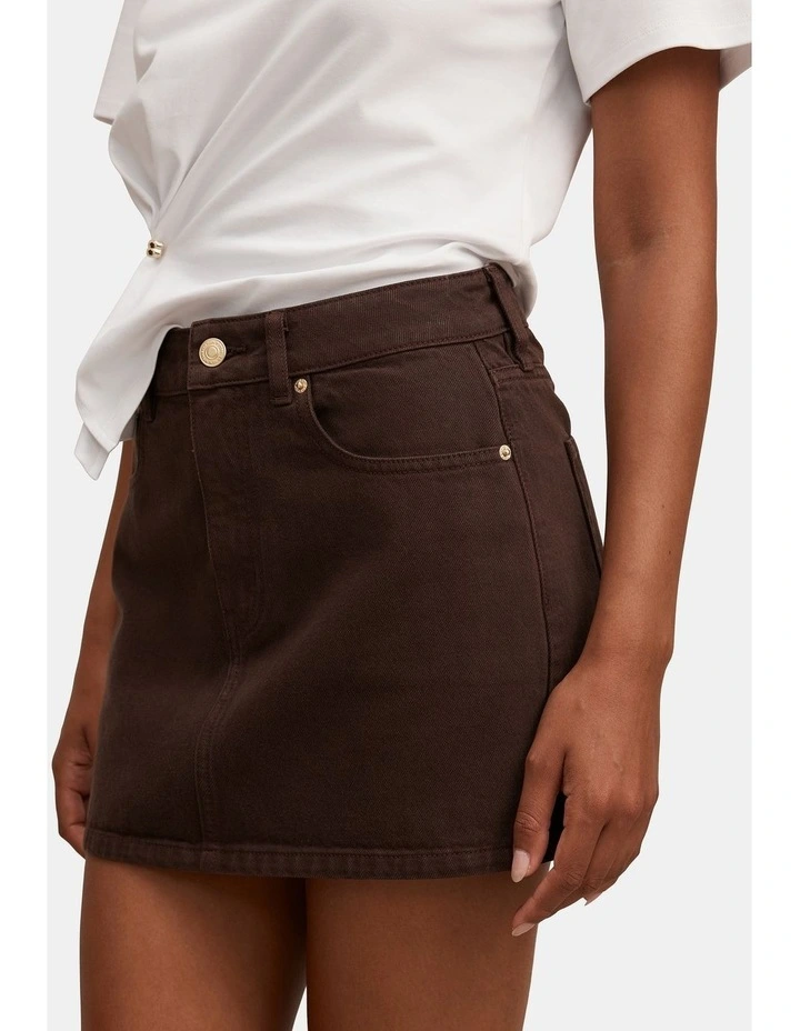 Zoe Denim Mini Skirt in Brown image 4