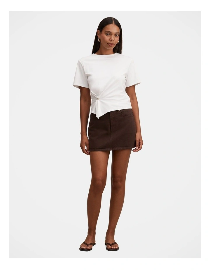 Zoe Denim Mini Skirt in Brown image 5