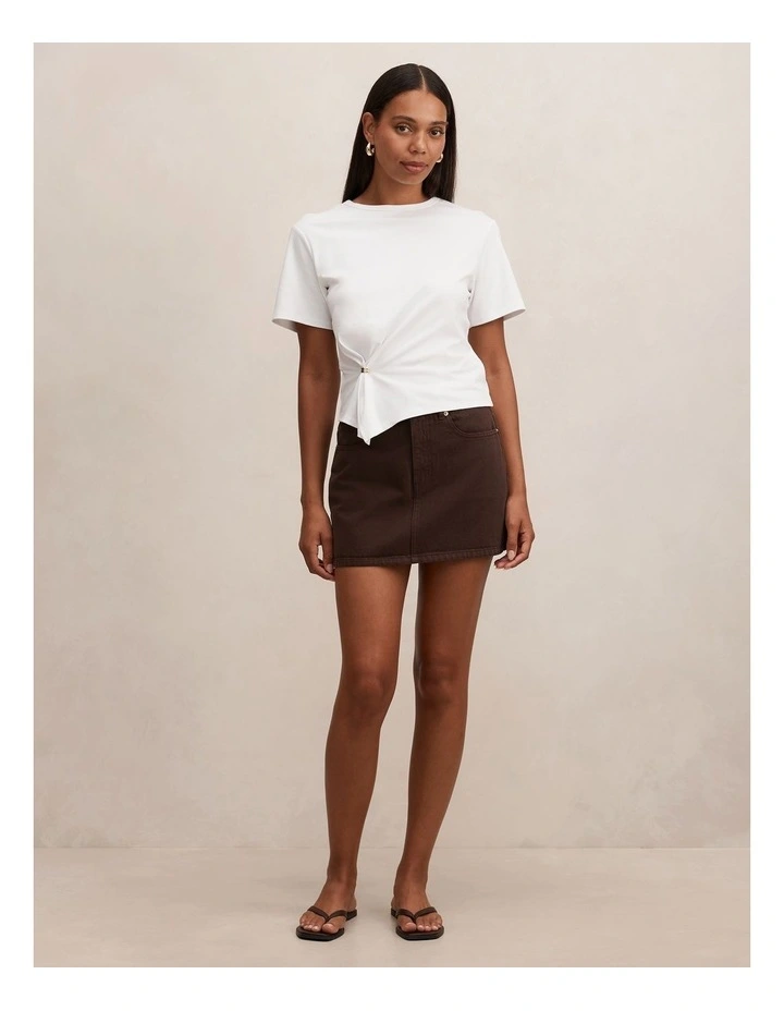 Zoe Denim Mini Skirt in Brown image 5