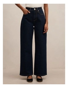 Nicki Mid Rise Straight Jeans in Blue