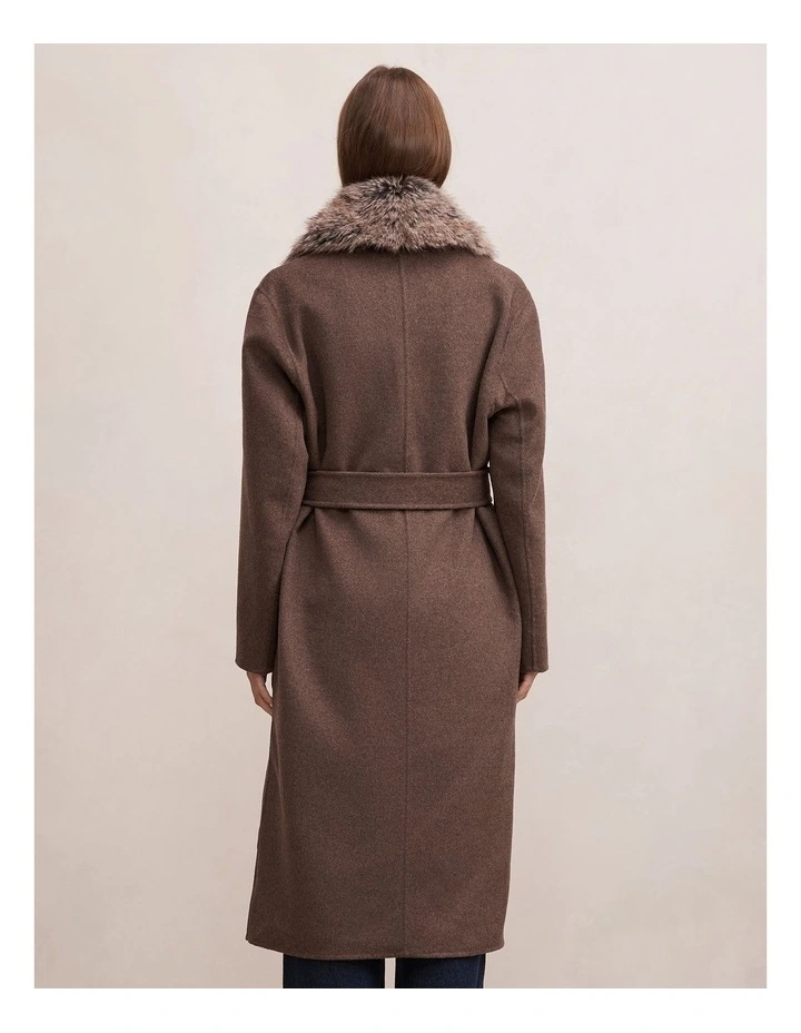 Nova Faux Fur Collar Coat in Grey image 2