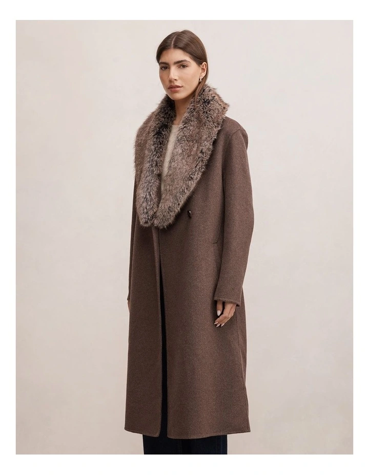 Nova Faux Fur Collar Coat in Grey image 3