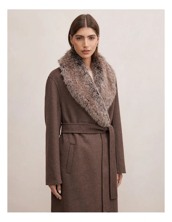 Nova Faux Fur Collar Coat in Grey image 4