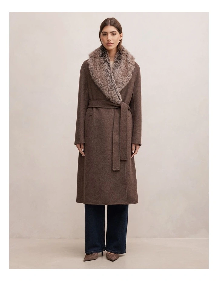 Nova Faux Fur Collar Coat in Grey image 5