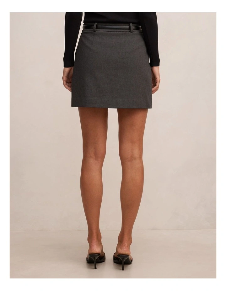 Kate Belted Mini Skirt in Grey image 2