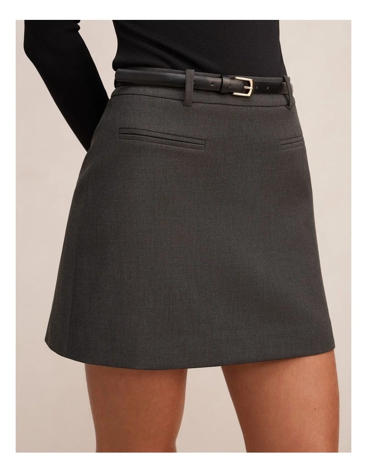 Kate Belted Mini Skirt in Grey image 4