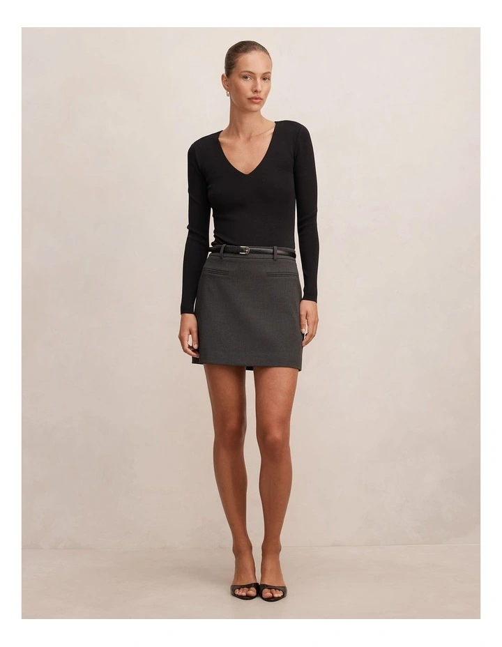 Kate Belted Mini Skirt in Grey image 5
