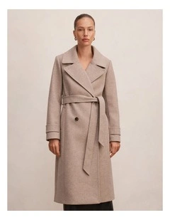 Sandy Belted Coat in Mushroom Marle