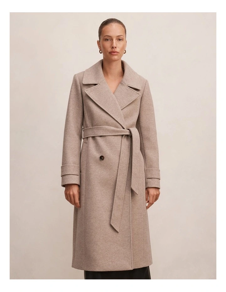 Sandy Belted Coat in Mushroom Marle image 1