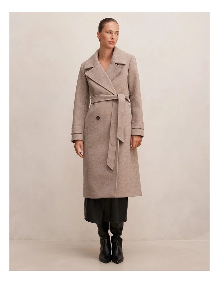 Sandy Belted Coat in Mushroom Marle image 5