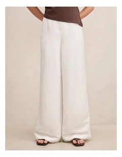 Matilda Linen Blend Wide Leg Pants in Porcelain