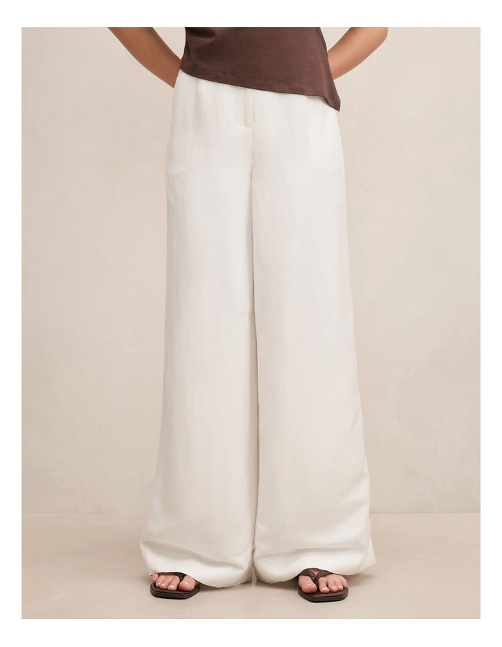 Matilda Linen Blend Wide Leg Pants in Porcelain image 1