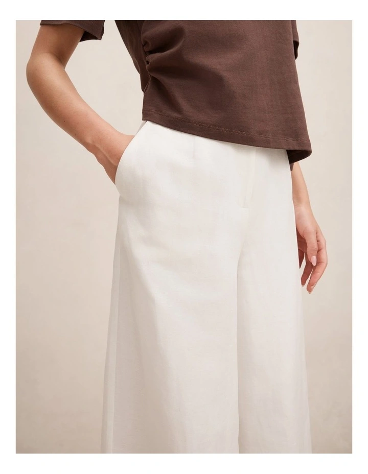 Matilda Linen Blend Wide Leg Pants in Porcelain image 4