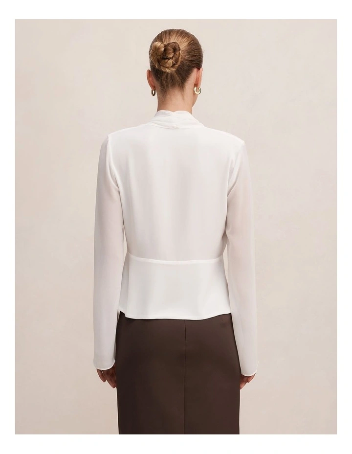 Luna Tie Front Blouse in White image 2