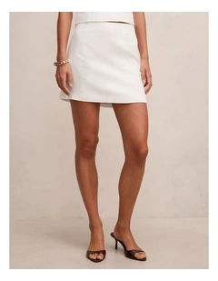 Ayla Linen Mini Skirt in White