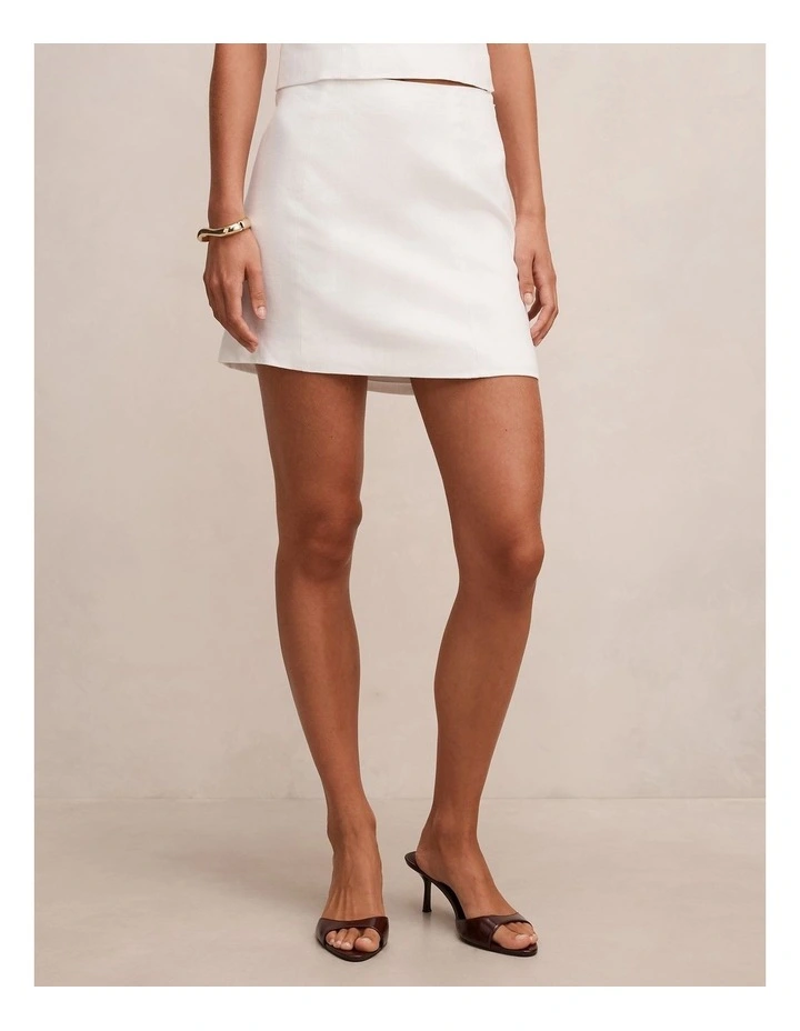 Ayla Linen Mini Skirt in White image 1