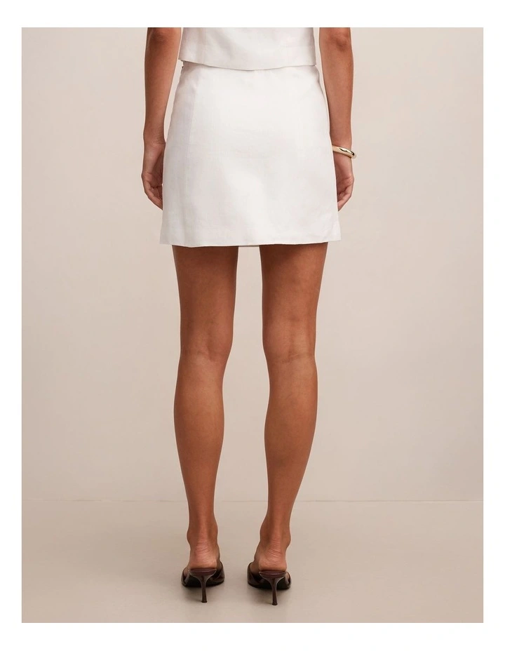 Ayla Linen Mini Skirt in White image 2