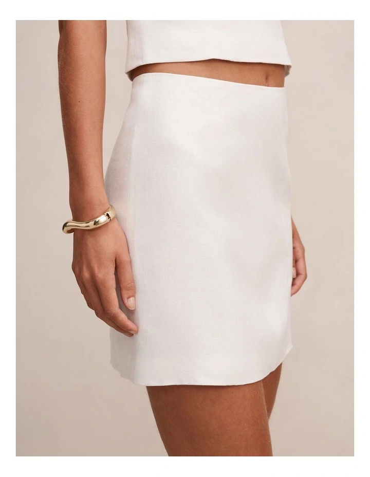 Ayla Linen Mini Skirt in White image 4