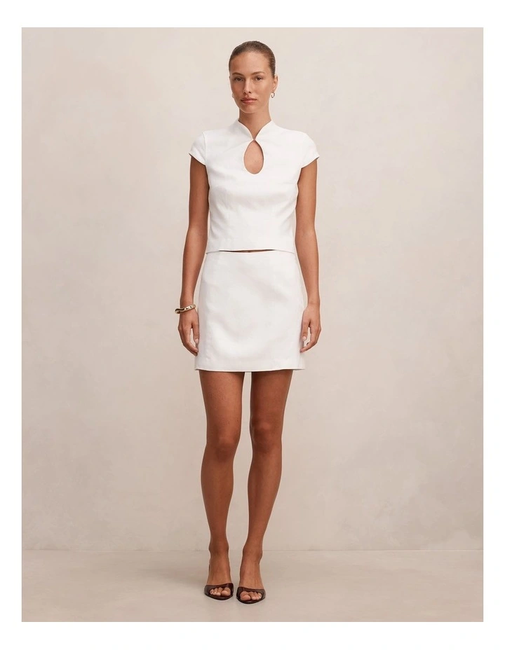 Ayla Linen Mini Skirt in White image 5