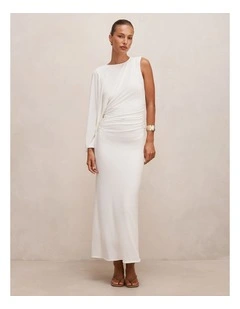 Fleur Cape Shoulder Maxi Dress in Porcelain