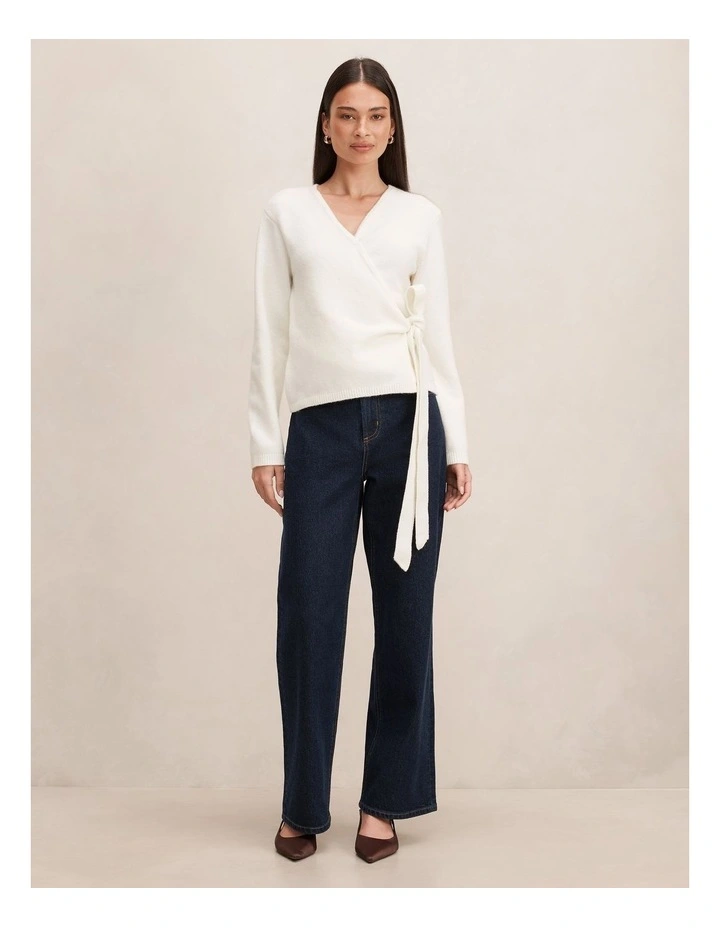 Elysia Wrap Knitted Cardigan in White image 5