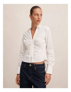 Ainsley Gathered Shirt in Porcelain