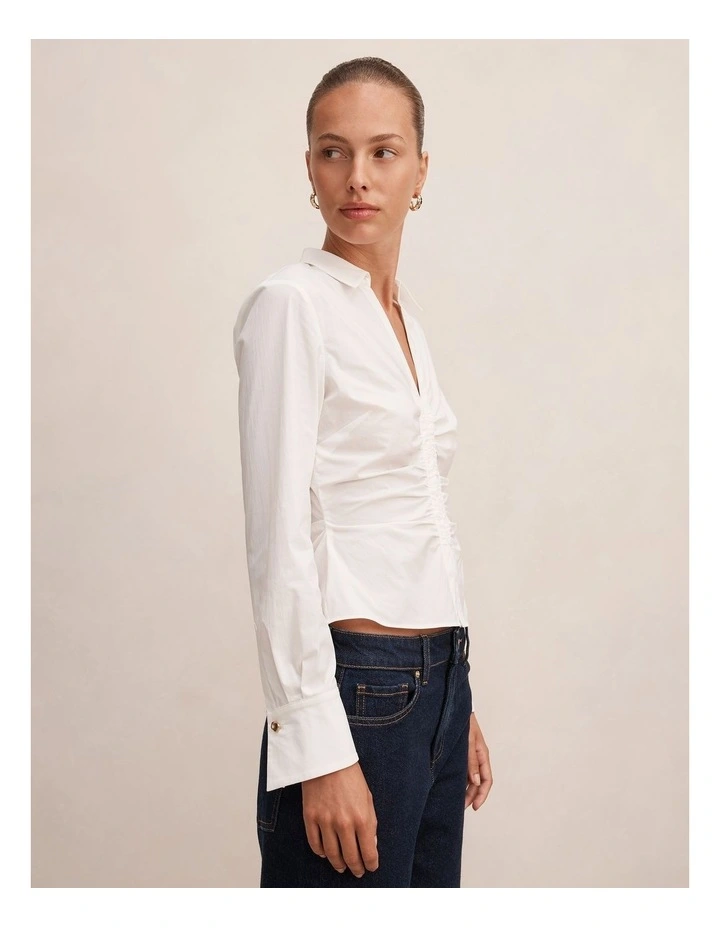 Ainsley Gathered Shirt in Porcelain image 3