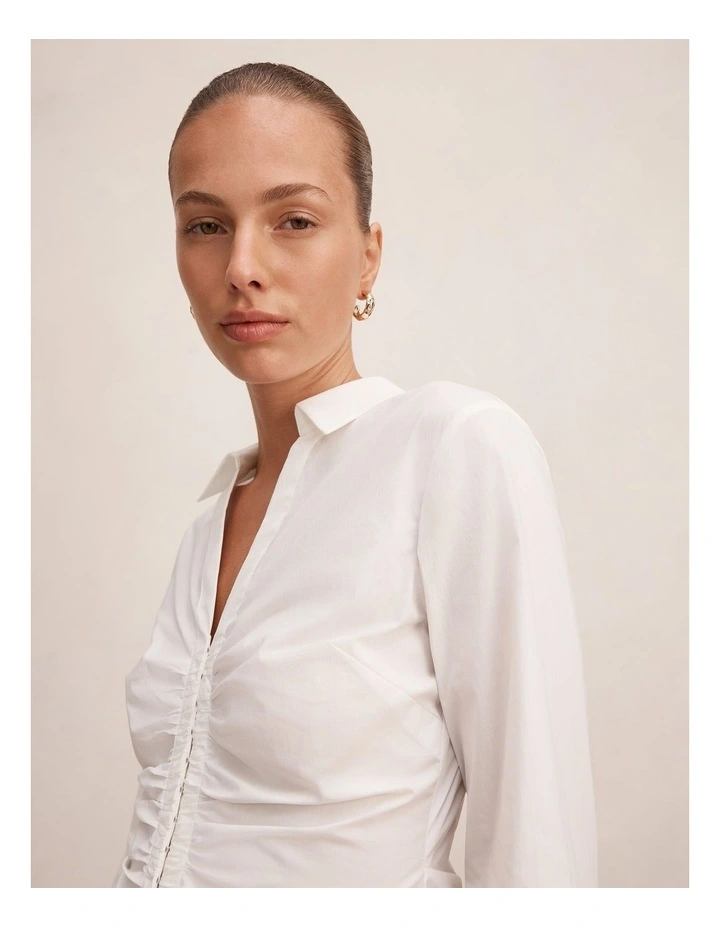 Ainsley Gathered Shirt in Porcelain image 4