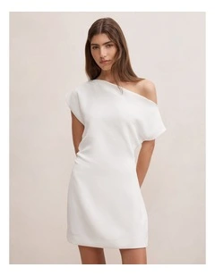 Danielle Asymmetrical Mini Dress in White