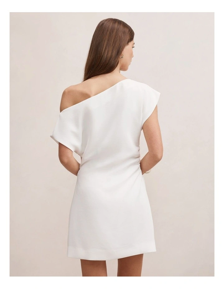 Danielle Asymmetrical Mini Dress in White image 2