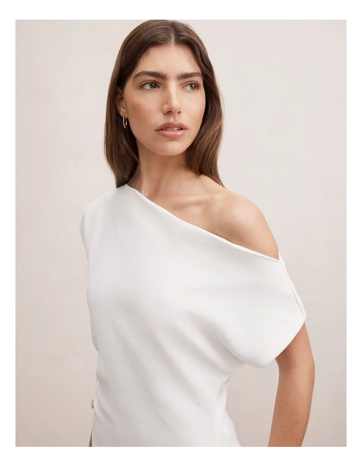 Danielle Asymmetrical Mini Dress in White image 4