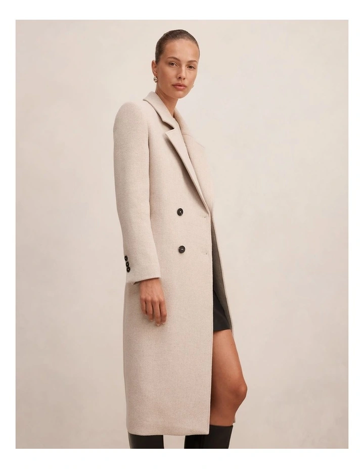 Daisy Double Breasted Coat in Oatmeal image 3