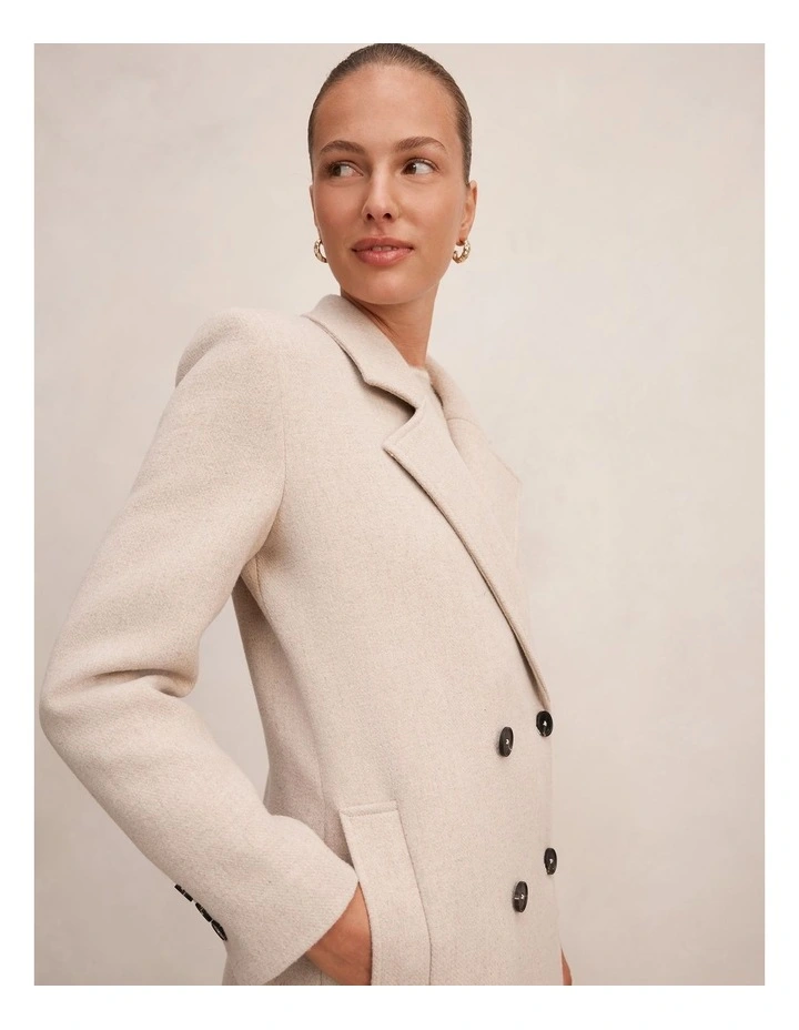 Daisy Double Breasted Coat in Oatmeal image 4