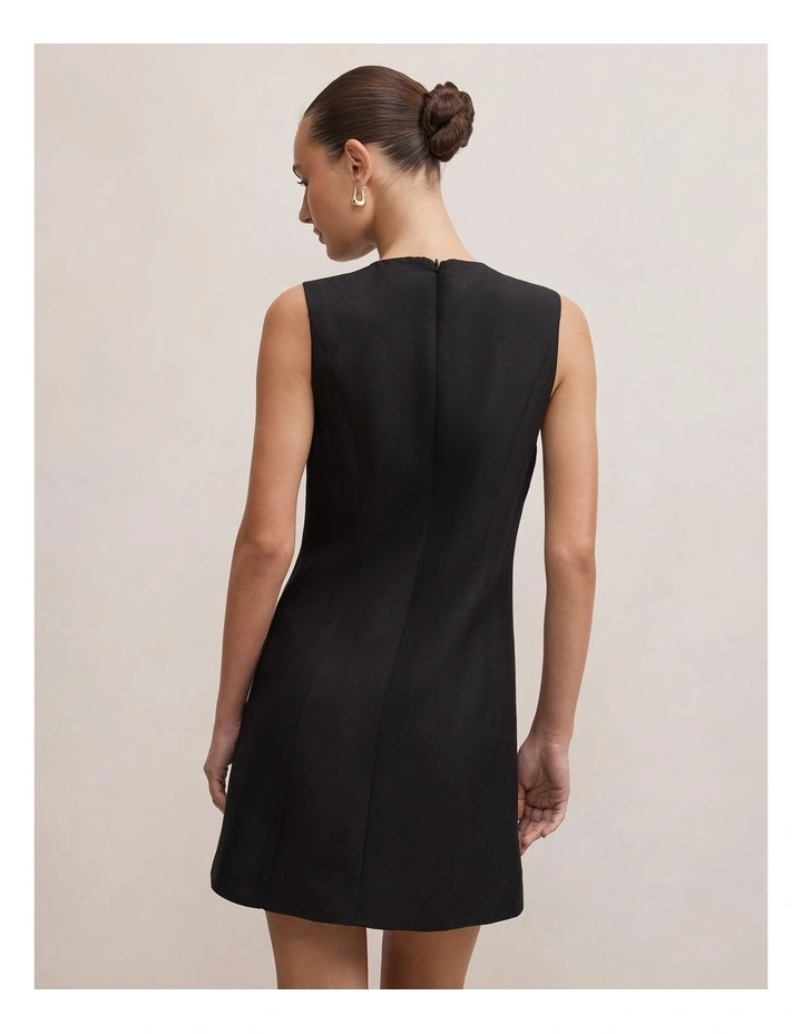 Ari Embroidered Closure Mini Dress in Black image 2