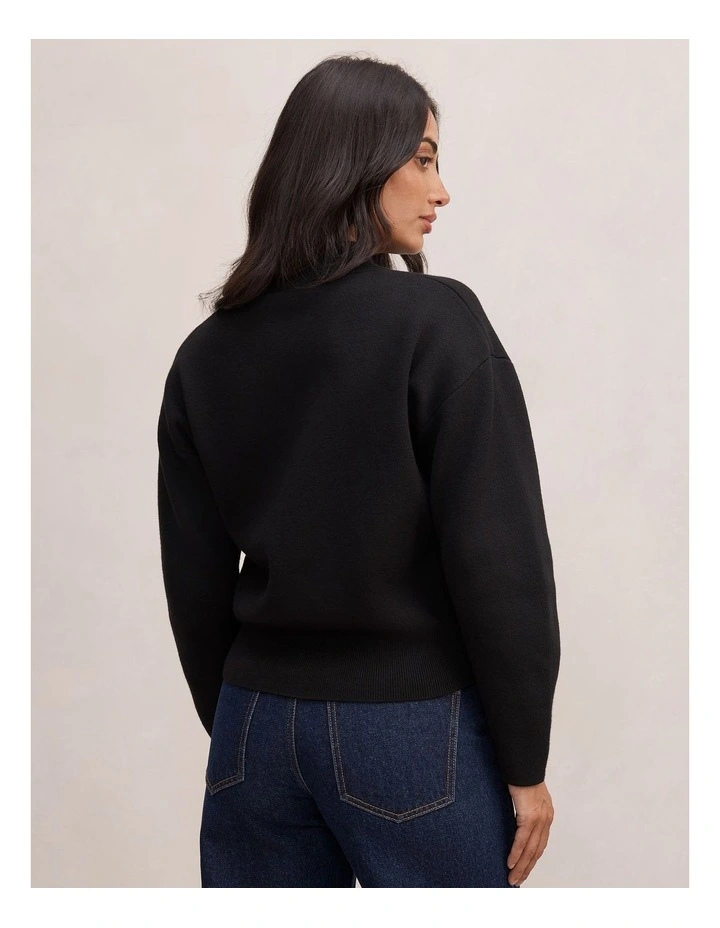 Hayley Quarter Zip Sweater in Black image 2
