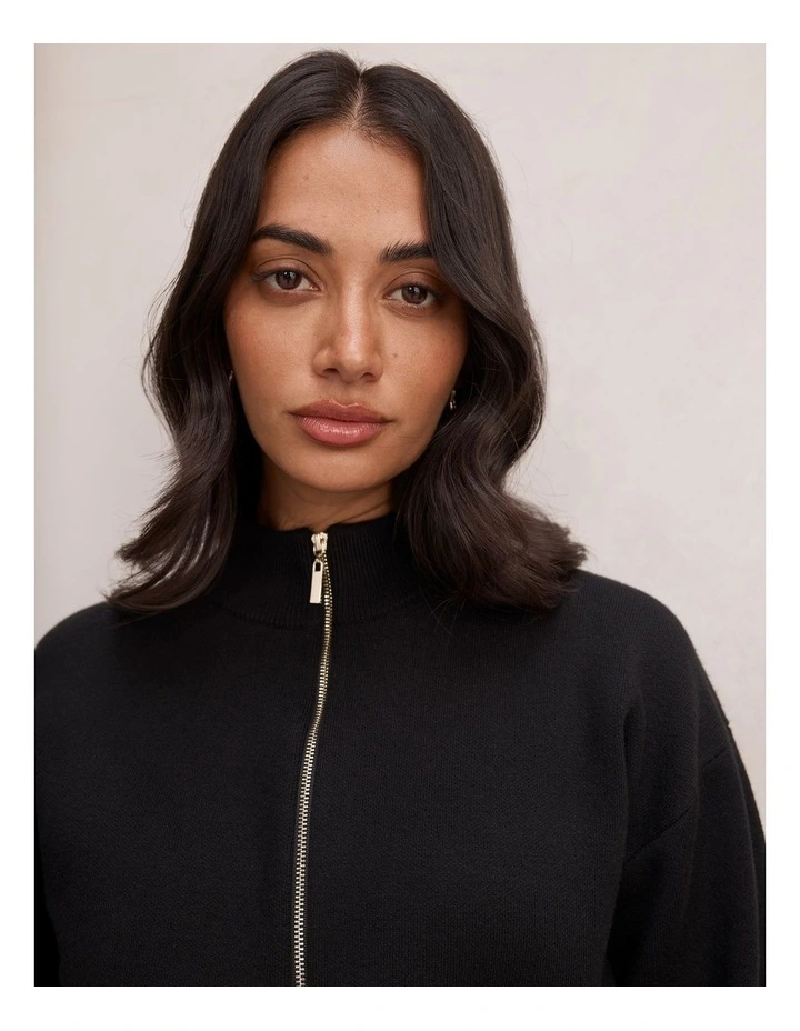 Hayley Quarter Zip Sweater in Black image 4