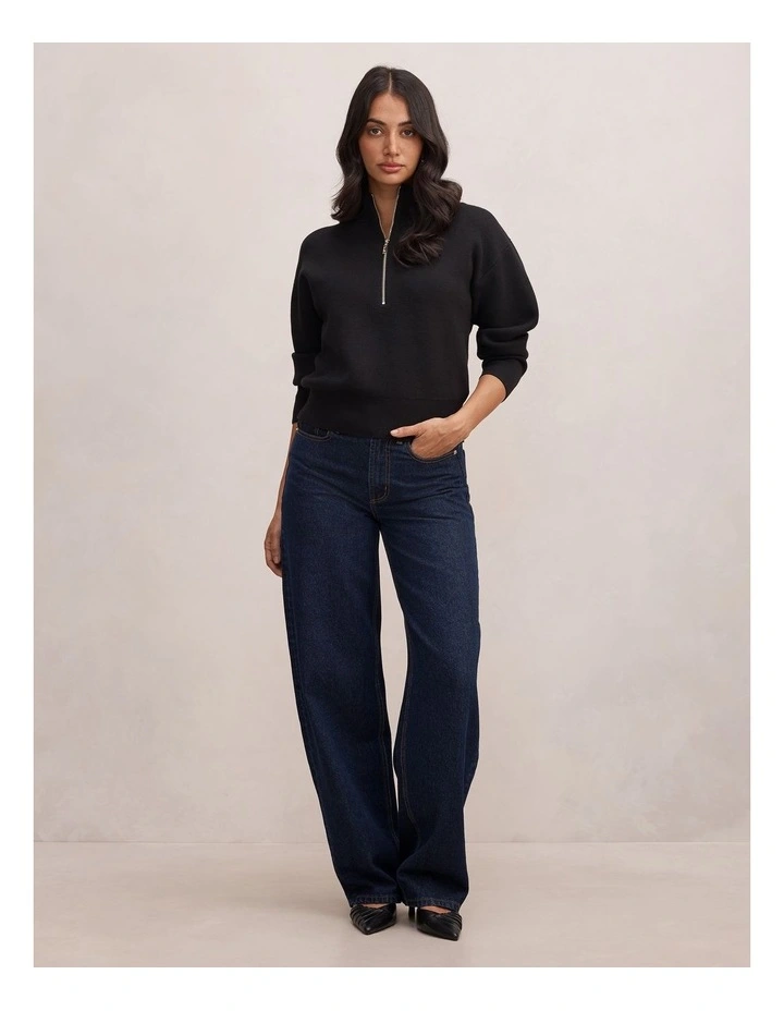Hayley Quarter Zip Sweater in Black image 5