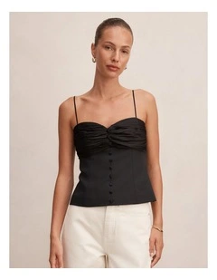 Roxy Gathered Top in Black