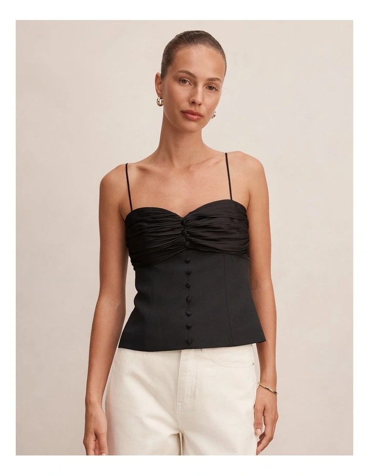 Roxy Gathered Top in Black image 1