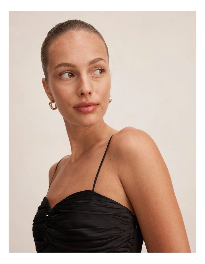 Roxy Gathered Top in Black image 4