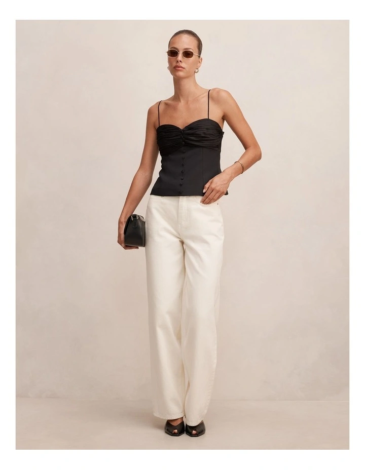Roxy Gathered Top in Black image 5