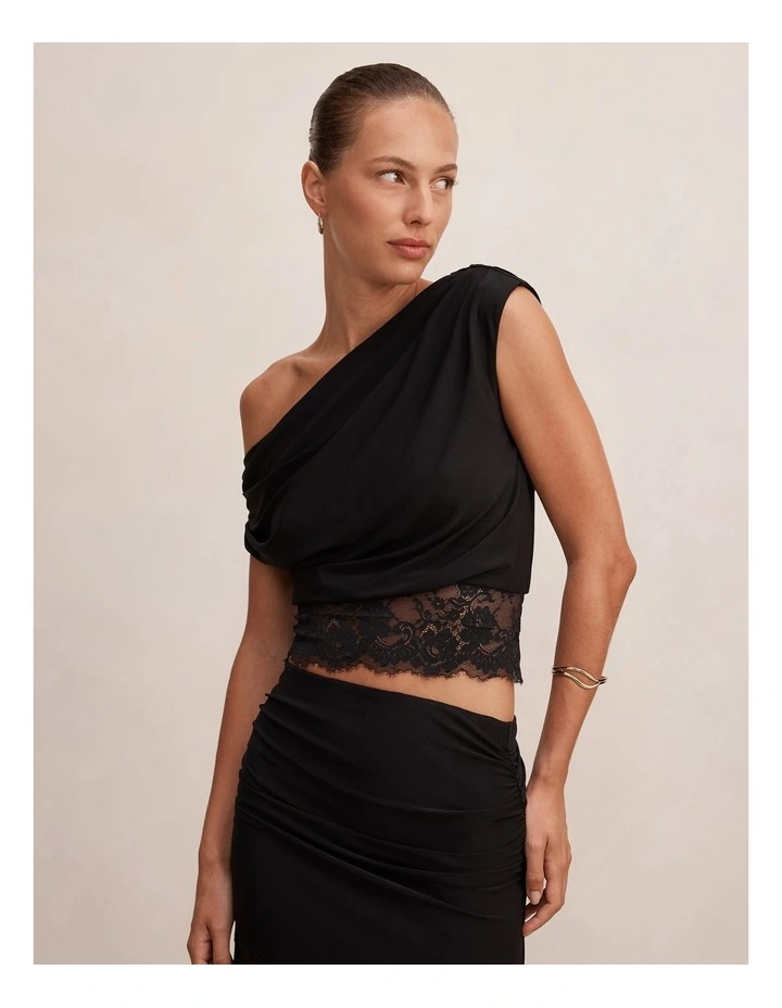 Quinn Tipped Lace Top in Black image 1