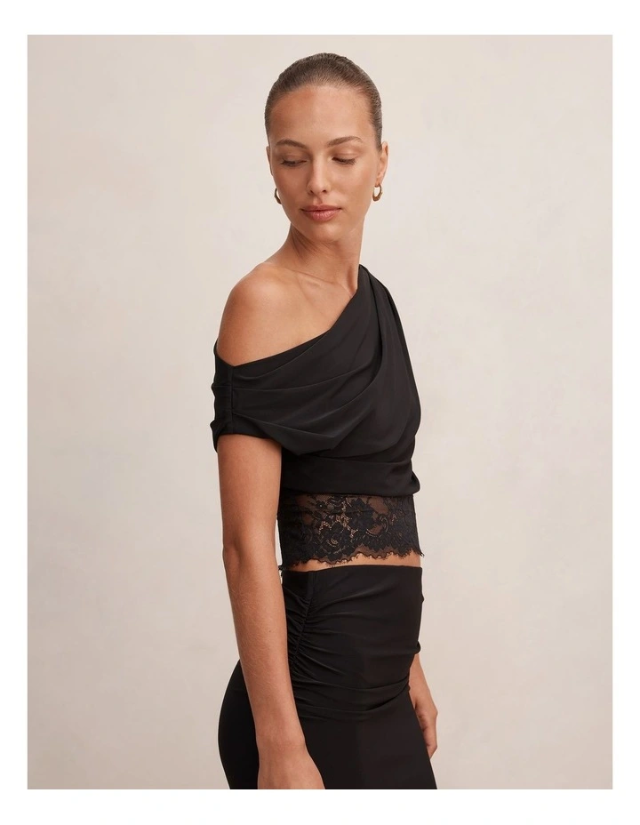 Quinn Tipped Lace Top in Black image 3